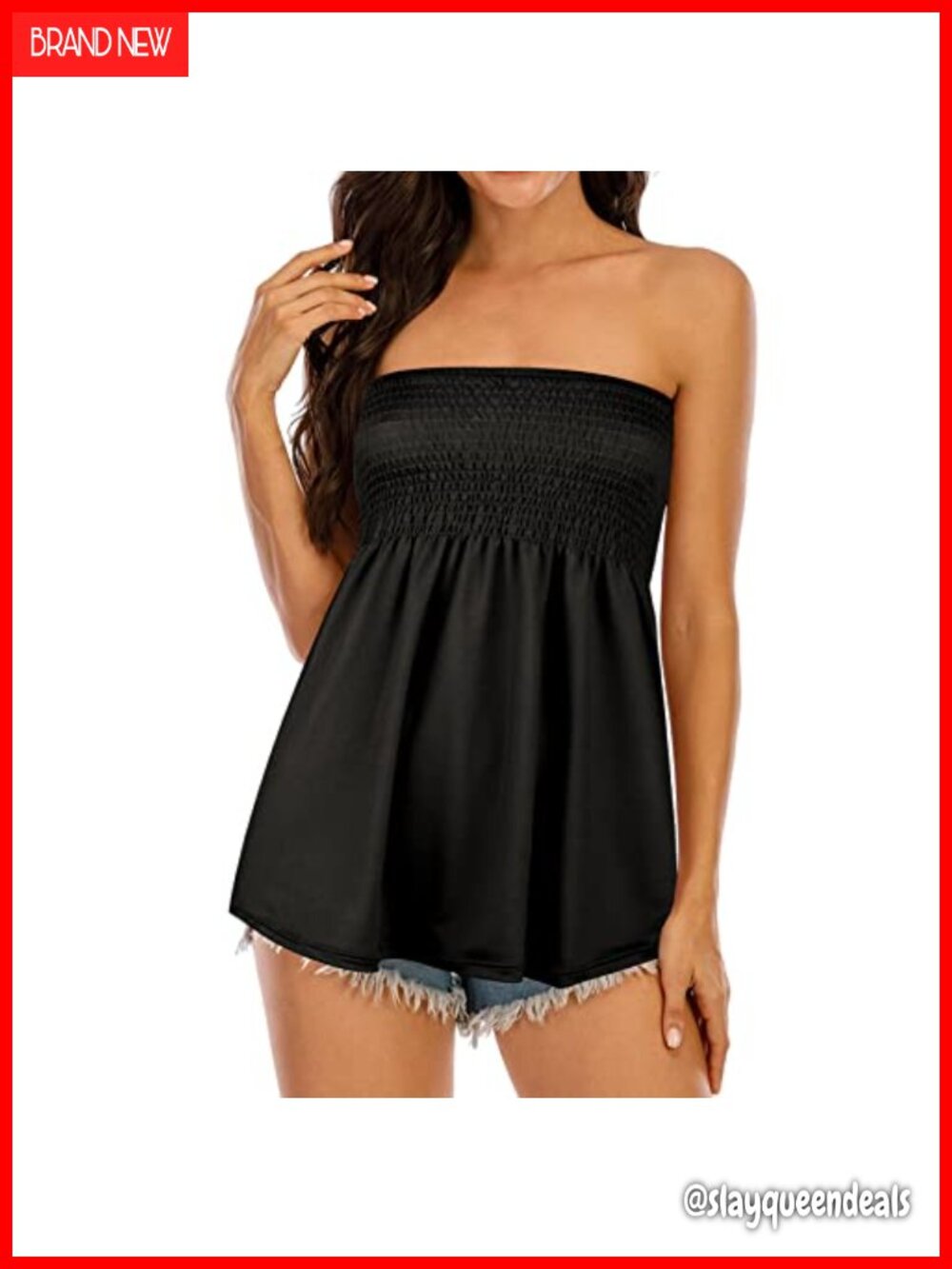SIMANLI Women's Smocked Strapless Tube Top Summer Sleeveless Camisole